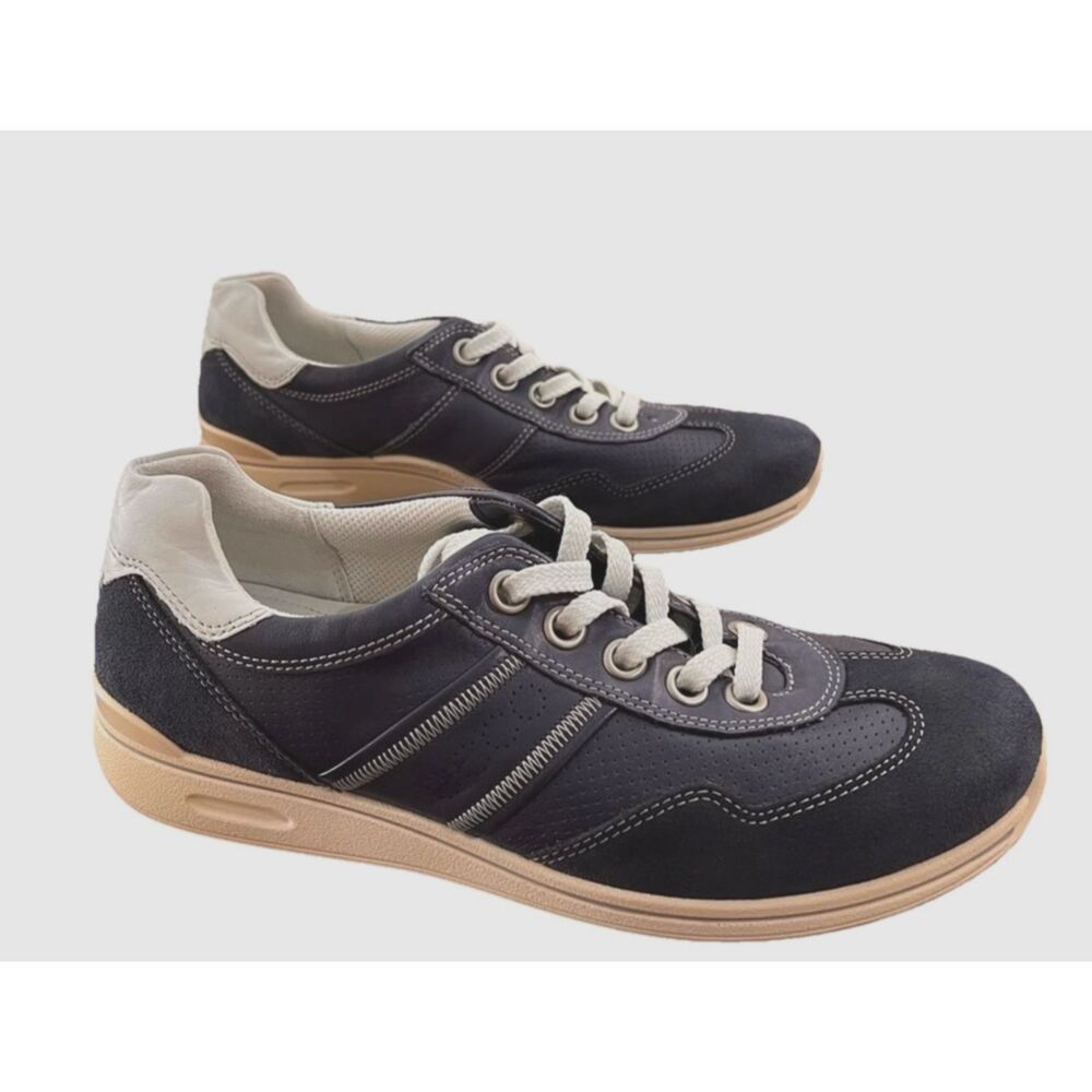 ECCO Blue Suede Leather Oxford Sneakers Womens 8.5 EU39 Comfort Walking Lace